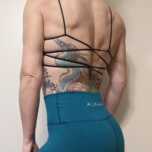 Open Back Sports Bra Black Strappy *BOUTIQUE item